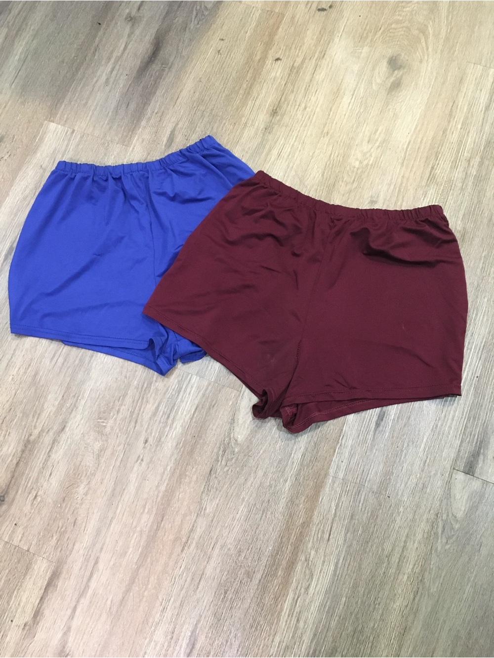 Women's Athletic Shorts - Blue and Burgundy
